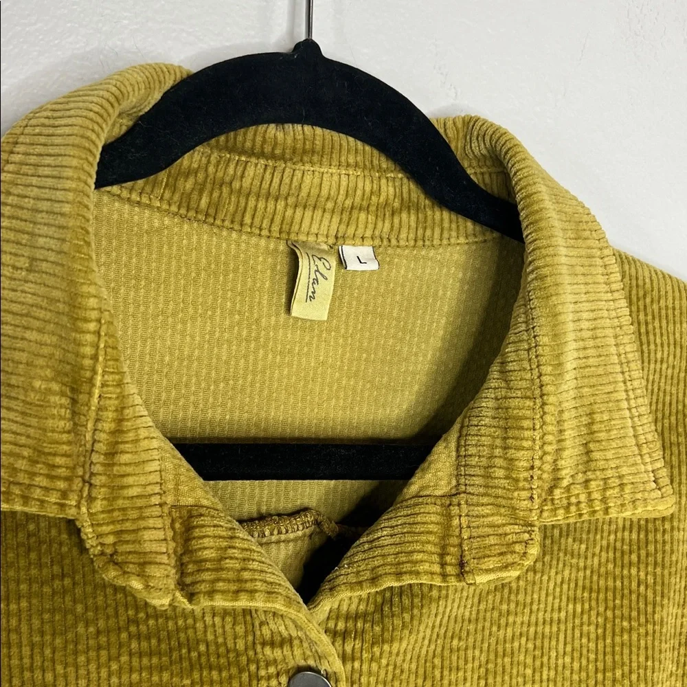 ELAN Cotton Blend Corduroy Fray Hem Button Front Shacket Size Large - Picture 7 of 11